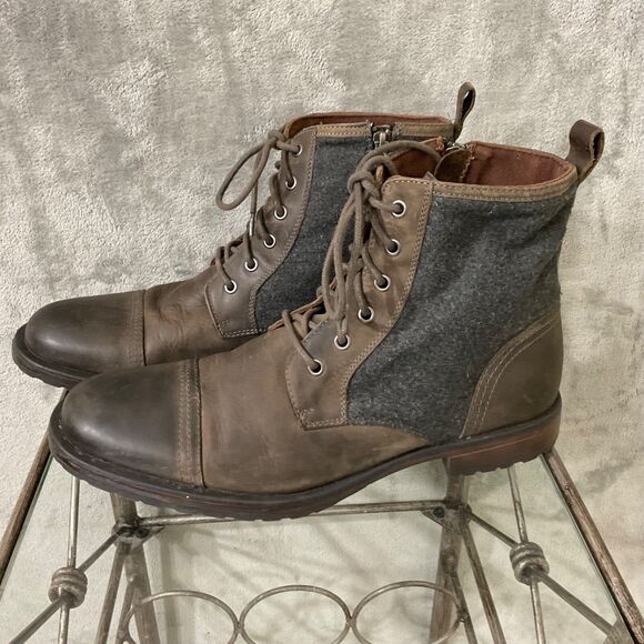 Aston Grey Recon Leather combat Boots Men size 11 Brown lace up / side zip - Picture 1 of 12